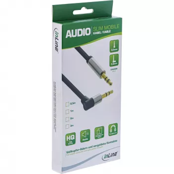 InLine slanke audiokabel 3.5mm male / male haaks stereo 5m