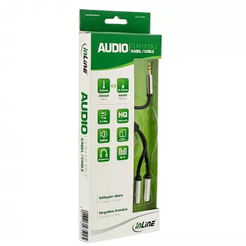 InLine slanke audio Y-kabel 3,5 mm stekker / 2x bus 0,15 m