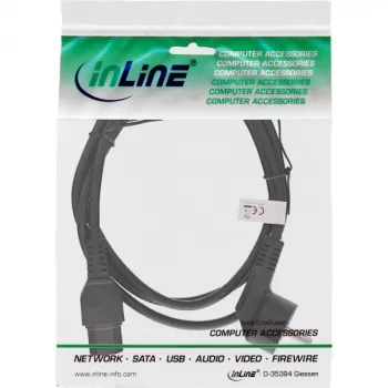 InLine netkabel, CEE7/7 haaks naar C15 recht, 3 x 1 mm², zwart, 5 m