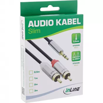 Audiokabel 3,5 mm stekker / 2x cinch-stekker 2 m InLine 99242