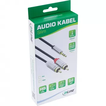 Audiokabel 3,5 mm stekker / 2x RCA-stekker 5 m InLine 99245