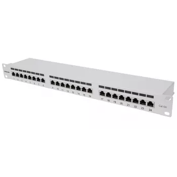 Intellinet patchpanel, Cat6a, FTP, 24-poorts, 1U, afgeschermd, 90° top-entry LSA-strips, grijs