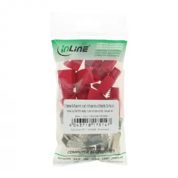 InLine crimpstekker RJ45 8P8C afgeschermd met invoerhulp en knikbescherming, rood