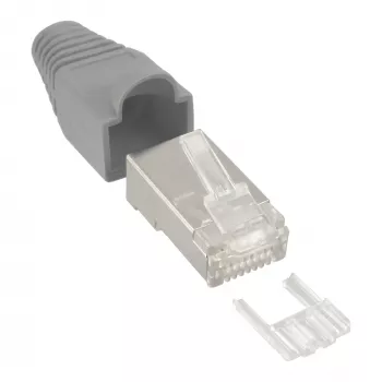 InLine crimpstekker RJ45 8P8C afgeschermd met invoerhulp en knikbescherming, grijs