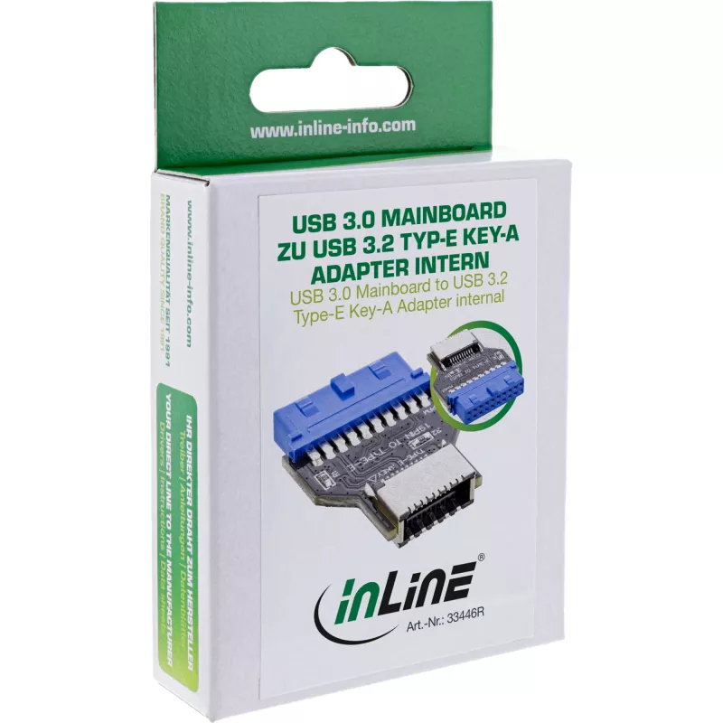 InLine USB 3.0 moederbord naar USB 3.2 Type-E Key-A adapter intern