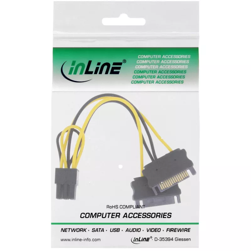 InLine netadapter 2x SATA / 6-pin voor PCIe-grafische kaart 26628B