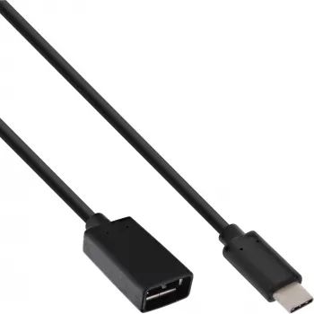 InLine USB 3.2 Gen.1x2 adapterkabel, USB-C stekker / A bus, zwart, 0,15 m