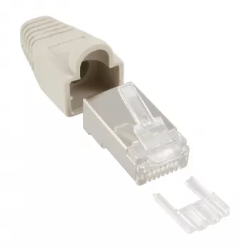 InLine crimpstekker RJ45 8P8C afgeschermd met invoerhulp en knikbescherming beige