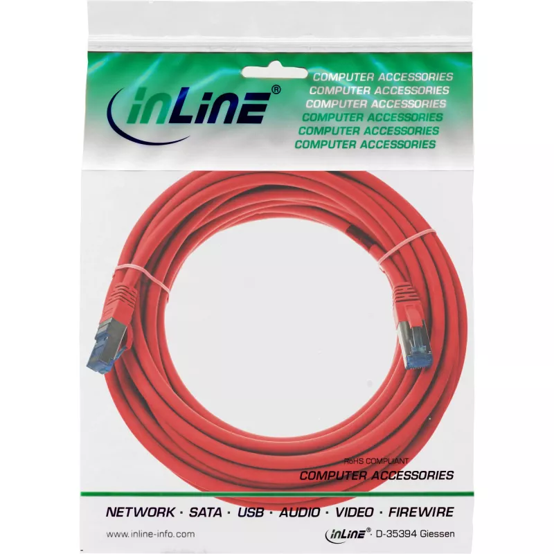 InLine patchkabel S/FTP PiMF Cat.6A halogeenvrij 500MHz rood 7,5 m