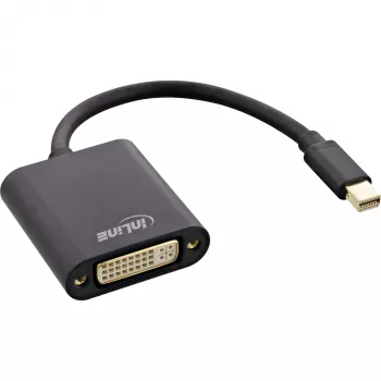 InLine Mini DisplayPort stekker / DVI-D 24+1 adapter bus aluminium zwart, 0,15 m