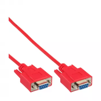 InLine nullmodemkabel DB9 bus / bus, gegoten, rood, 3 m