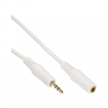 InLine audiokabel 3,5 mm stekker/bus, stereo, wit/goud 5 m