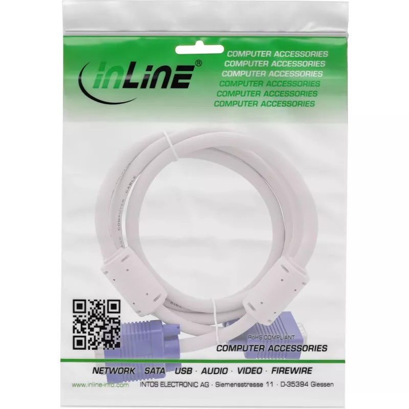 InLine S-VGA-kabel 15 HD grijs stekker/stekker 15 m