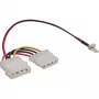InLine ventilator-adapterkabel, 3-pins ventilator / 4-pins voeding, 0,3 m