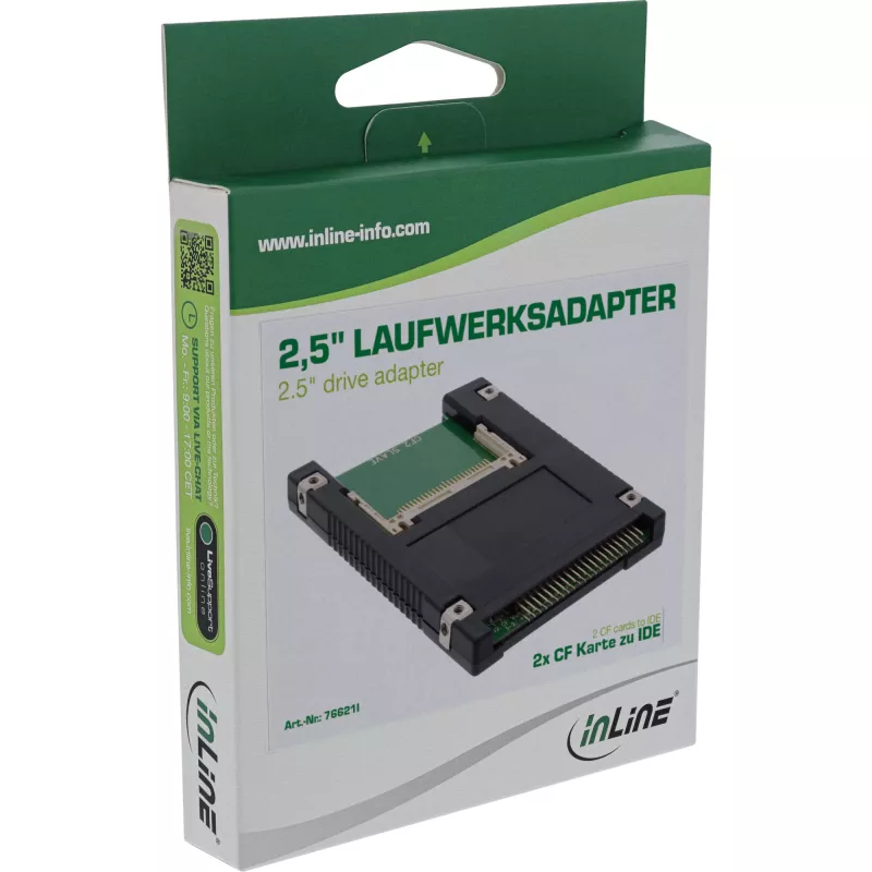 InLine IDE 2,5 inch drive naar 2x Compact Flash adapter – CF-kaarten als harde schijven gebruiken