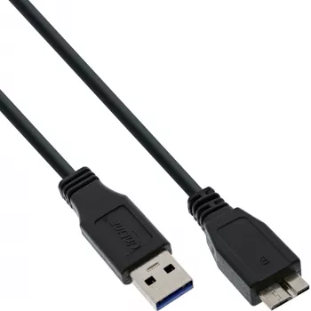 USB 3.2 Gen.1 kabel Type-A stekker / Micro-B stekker InLine 35410 1m zwart