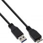 USB 3.2 Gen.1 kabel Type-A stekker / Micro-B stekker InLine 35410 1m zwart