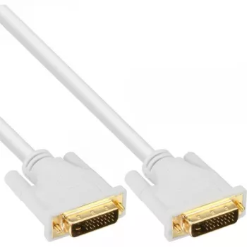 InLine DVI-D-kabel 24+1 stekker/stekker DVI Dual Link wit/goud 5 m