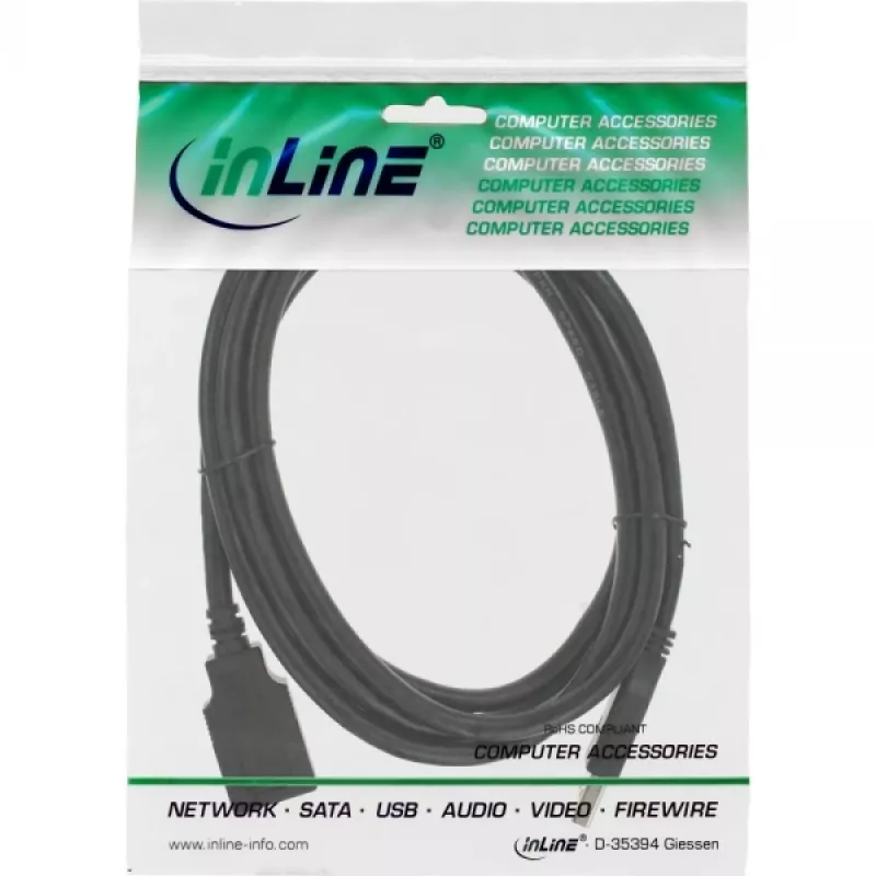 InLine USB 3.2 Gen.1 Verlengkabel, USB-A male / female, zwart, 2,5 m (35625)