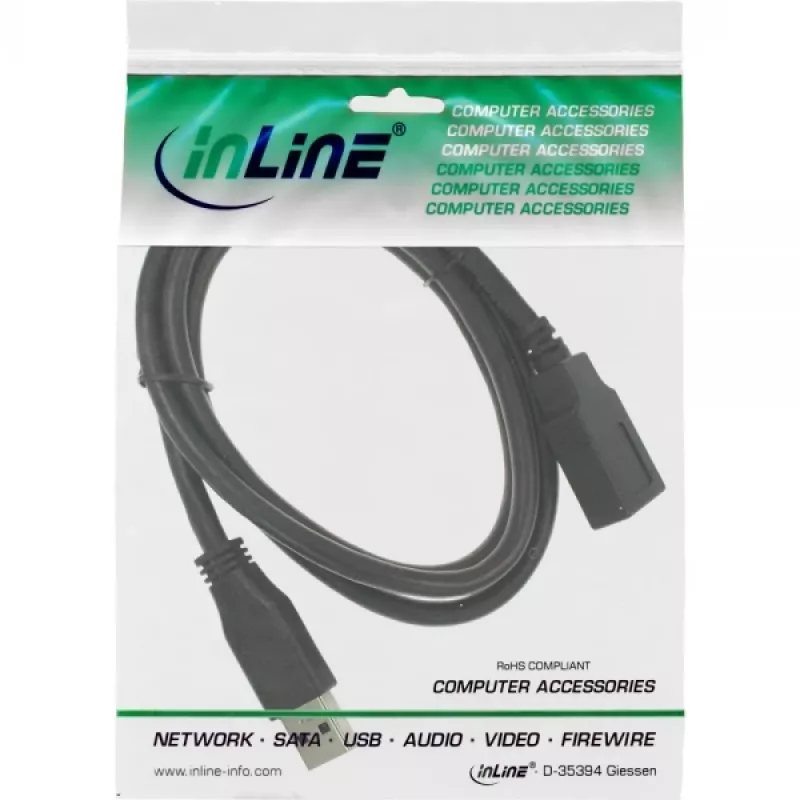 InLine USB 3.2 Gen.1 Verlengkabel, USB-A male / female, zwart, 1,5 m (35615)
