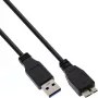 InLine USB 3.2 Gen.1 Kabel, USB-A naar Micro-USB B, 5 m, zwart (35450)