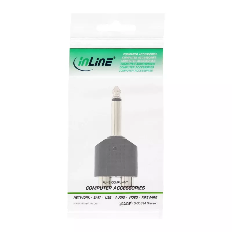 InLine audio-adapter 6,3 mm jackstekker mono / 2x cinch bus