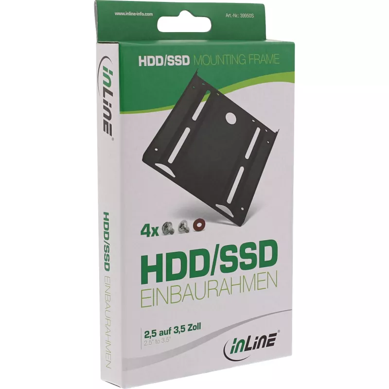 InLine HDD/SSD-montageframe, 2,5 inch naar 3,5 inch, met schroeven, zwart