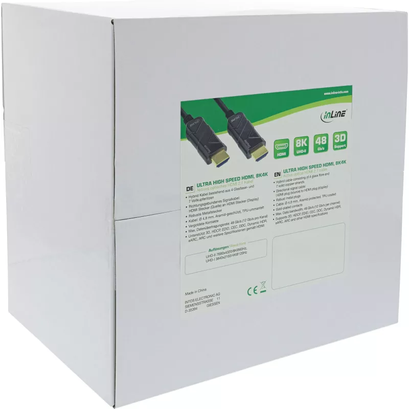 InLine HDMI AOC-kabel, Ultra High Speed HDMI-kabel, 8K4K, zwart, 80m