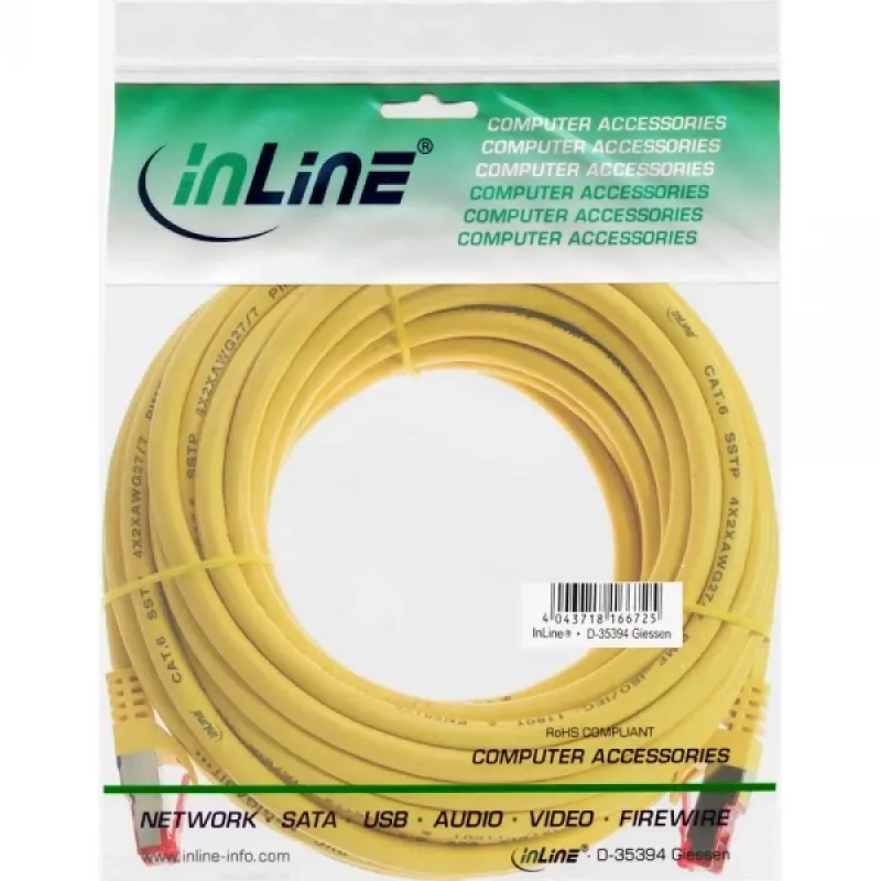 InLine patchkabel S/FTP PiMF Cat.6 250MHz PVC koper geel 40m