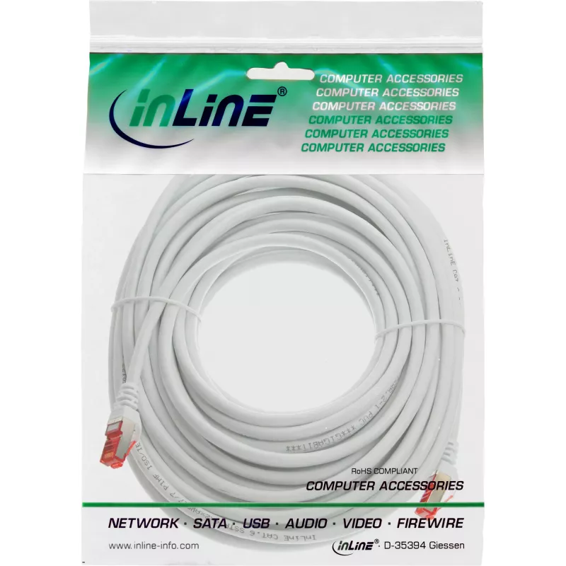 InLine patchkabel S/FTP PiMF Cat.6 250MHz PVC koper wit 40m