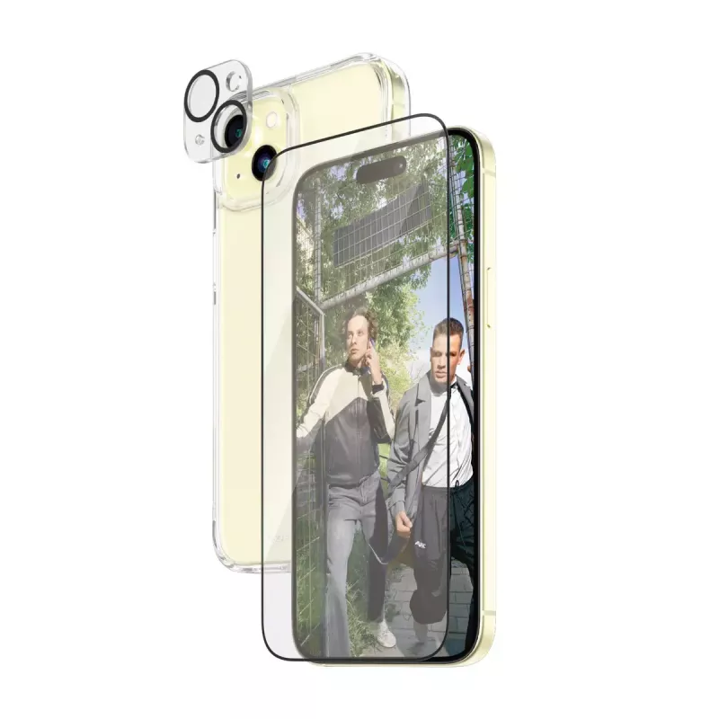 PanzerGlass 3-in-1 pack iPhone 15 Plus schokbestendig gehard glas