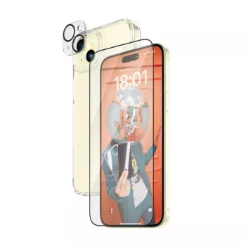 PanzerGlass 3-in-1 pack iPhone 15 Plus schokbestendig gehard glas