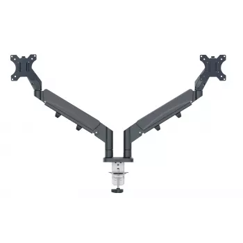 Leitz Ergo ruimtebesparende dual-monitorhouder, 9 kg, 43,2 cm (17 inch), 81,3 cm (32 inch), 75 x 100 mm, hoogteverstelling, grijs