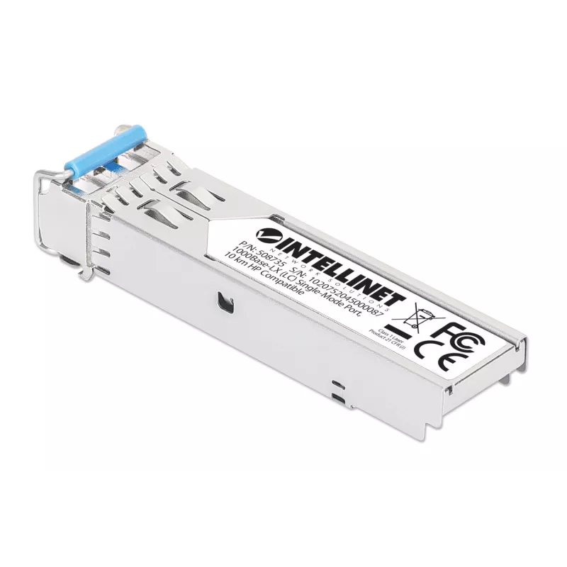 Intellinet 508735 Gigabit SFP glasvezel-transceivermodule 1000Base-LX, LC Duplex Single-Mode, 10 km, 1310 nm, compatibel met HPE J4859A