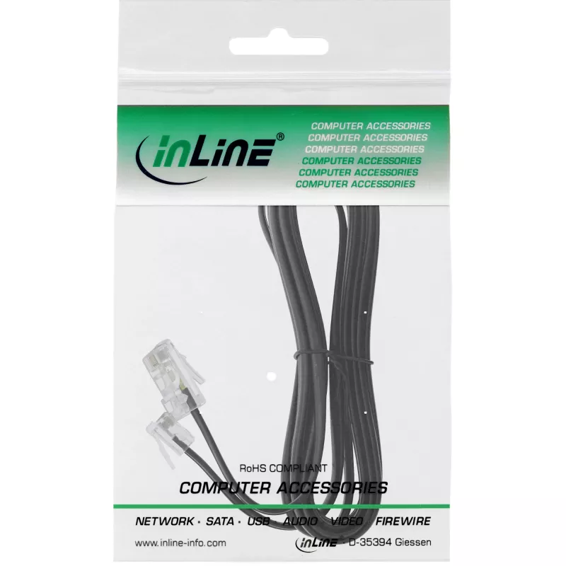 InLine modulaire kabel RJ45 8P4C / RJ11 6P4C stekker/stekker 10 m