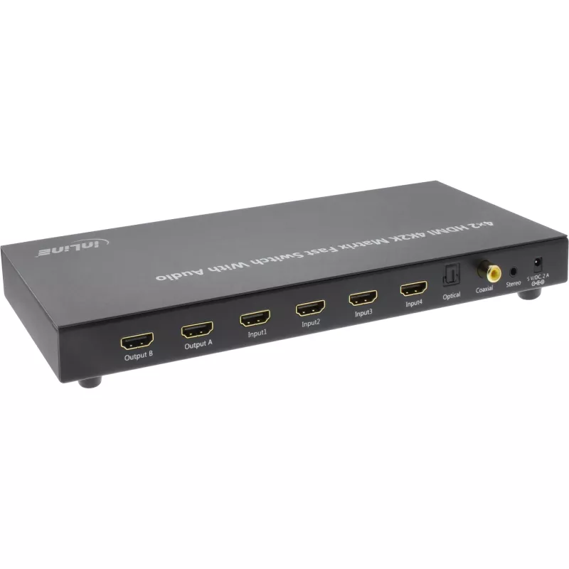 InLine HDMI-matrixswitch, 4K2K, 4 ingangen naar 2 uitgangen