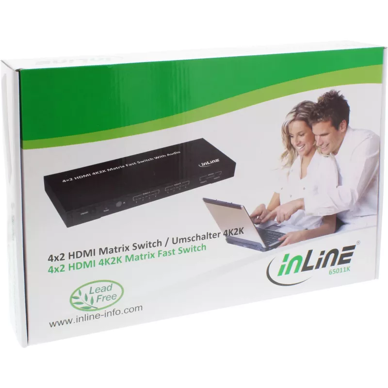 InLine HDMI-matrixswitch, 4K2K, 4 ingangen naar 2 uitgangen