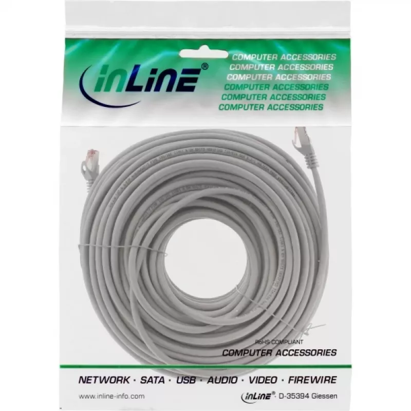 InLine patchkabel S/FTP PiMF Cat.6 250MHz koper halogeenvrij grijs 50 m