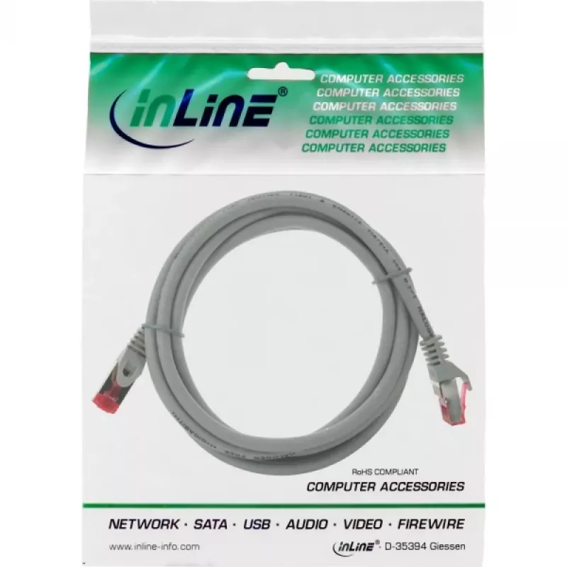 InLine patchkabel S/FTP PiMF Cat.6 250MHz koper halogeenvrij grijs 1,5 m