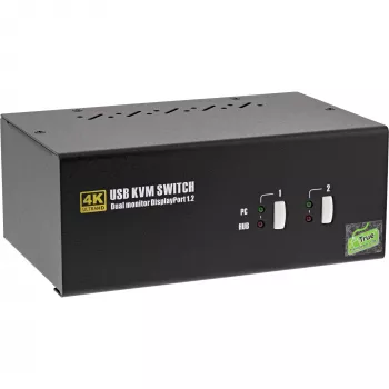 InLine Desktop KVM-switch, 2-poorts, dual monitor DisplayPort 1.2, 4K, USB 2.0