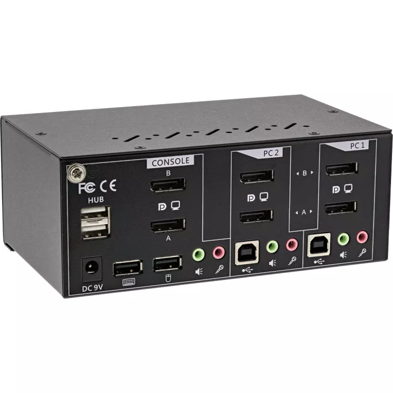 InLine Desktop KVM-switch, 2-poorts, dual monitor DisplayPort 1.2, 4K, USB 2.0
