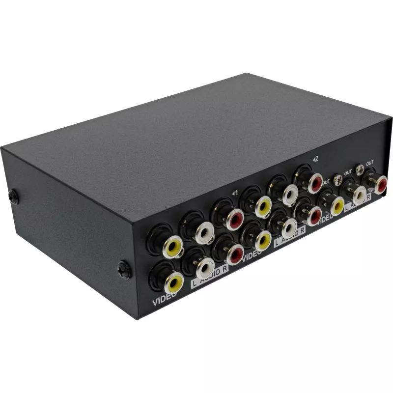InLine AV-switch manueel 4-poorts 3x RCA IN/OUT composite zwart