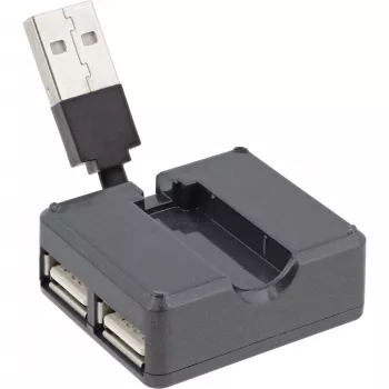InLine USB 2.0 4-poorts hub, USB-A stekker naar 4x USB-A bus, kabel 4cm