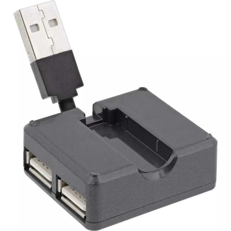 InLine USB 2.0 4-poorts hub, USB-A stekker naar 4x USB-A bus, kabel 4cm