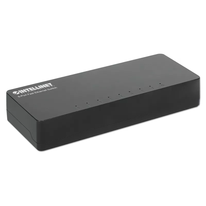Intellinet 8-poorts Fast Ethernet-switch desktopformaat, kunststof, IEEE 802.3az (Energy Efficient Ethernet), zwart