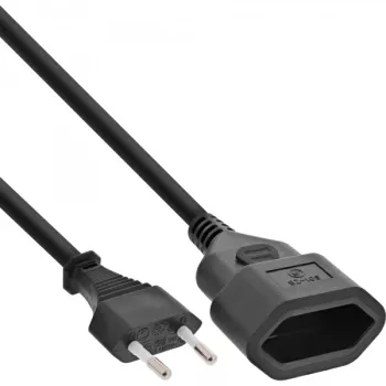 InLine Euro Type C Plug Power Extension male / female, zwart, 5m
