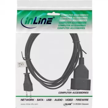 InLine Euro Type C Plug Power Extension male / female, zwart, 5m