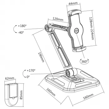 InLine tabletsteun voor wand- of tafmontage, universeel voor 4,7 inch–12,9 inch