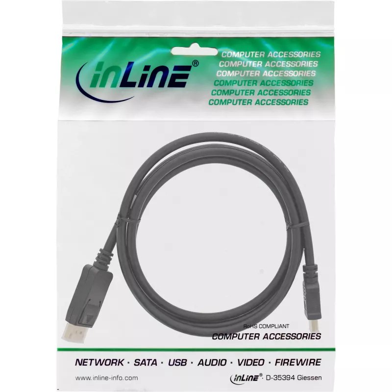 InLine DisplayPort naar HDMI-converterkabel, zwart, 1 m