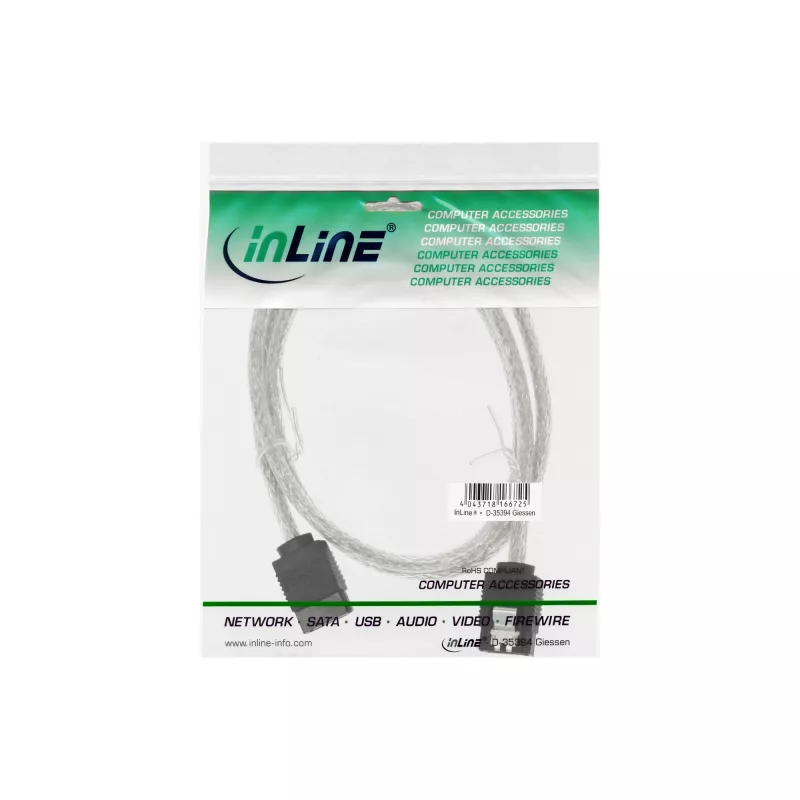 InLine SATA 6Gb/s ronde kabel met vergrendelingen 0,75m